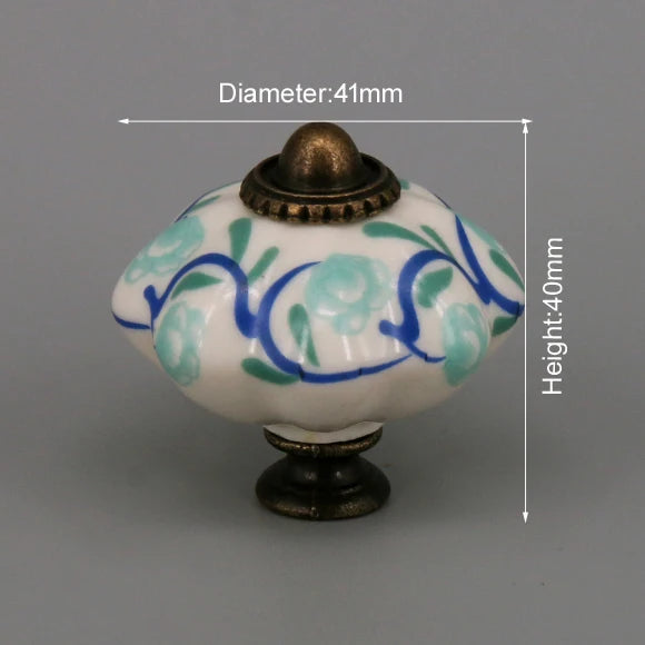 One Piece Vintage Ceramic Door Knobs for Cabinet Drawer, Closet Cupboard Wardrobe  furniture door  Pull Handle