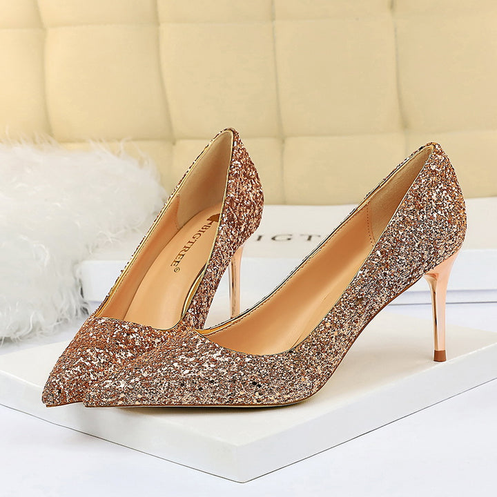 Women 7cm 9.5cm High Heels Bling Pumps Sparkly Heels