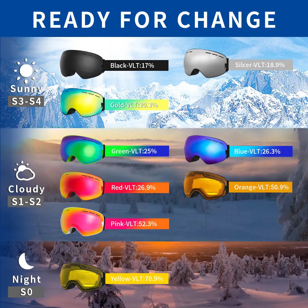 Ski Goggles Pro 100 UV400 Protection Anti Fog Interchangeable Lens Sk rummages .nz