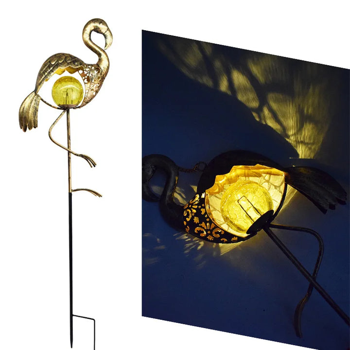 Led Solar Lights Outdoor Waterproof Moon Fire Fairy Lawn Garden Flamingo Lamp for Pathway Landscape Courtyard Garland Decoration