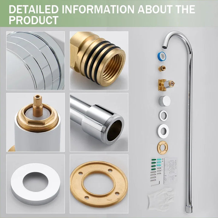 Floor Standing Bathtub Faucet Brass Body Hot Cold Mixer with Handle Rose Gold Independent Faucet Chrome Grey Black