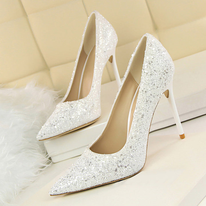 Women 7cm 9.5cm High Heels Bling Pumps Sparkly Heels