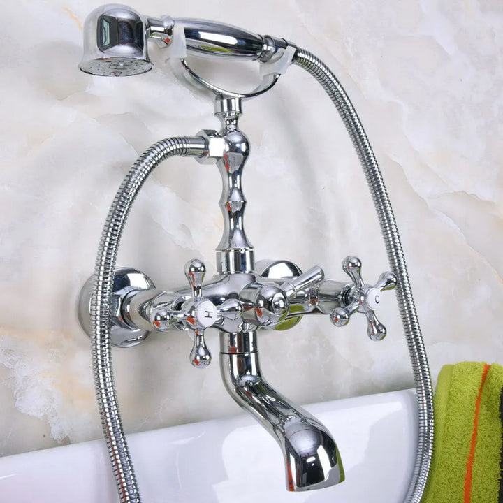 Bathtub Faucets Wall Mounted Polished Chrome Bathtub Faucet With Hand Shower Bathroom Bath Shower Faucets Nna185