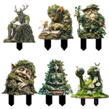 Tree Elfs Garden Stake Fairy Garden Stake Decoration Acrylic Yard Sign 2D Flat Spring Lawn Signs Garden Yard Lawn Decoration