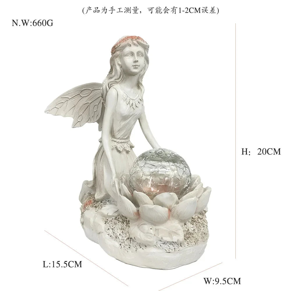The FARCENT decorative garden crystal ball girl resin statue comes with a built-in solar lamp and is an exquisite handicraft.