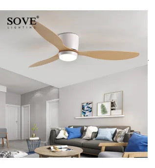 SOVE Low Floor Modern Ceiling Fans Without Light DC 30W Ceiling Fan With Remote Control Home Simple Ceiling Fan No Lights 220V