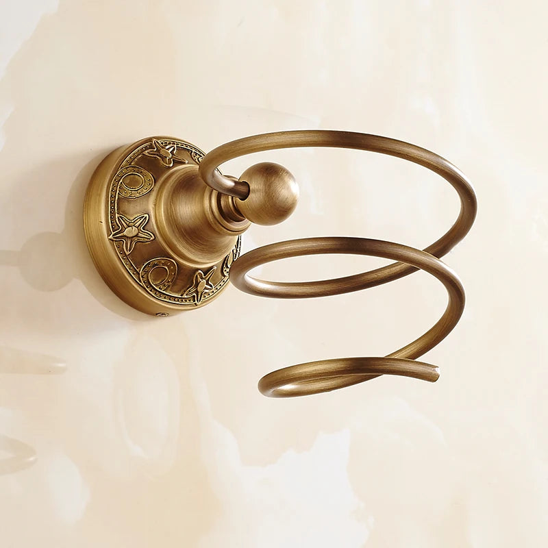 All-copper antique hair dryer rack, bathroom hair dryer rack, storage hanger, European retro light luxury, simple and original.