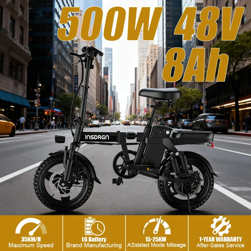 DEEPOWER A14 500W multi-link shock absorption system small electric bicycle, suitable for urban travel and outdoor activities