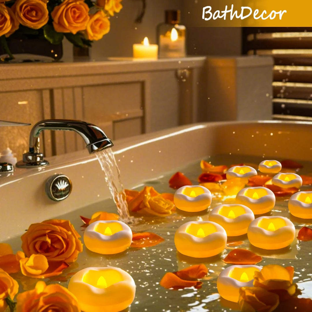 12-100PCS Flameless Floating Candles for Centerpieces Wedding LED Tealight 5.5/7.5CM Battery Operate Float Candle Pool Spa Decor