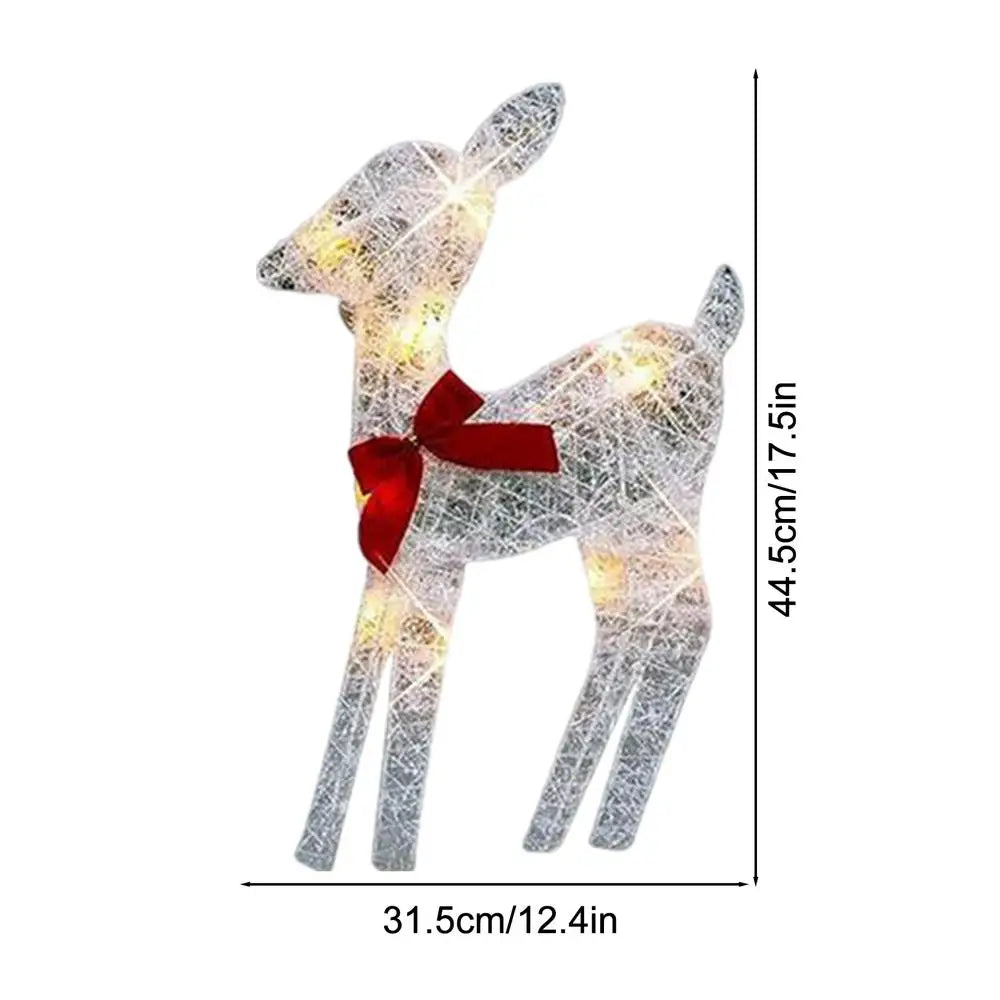 LED Light Iron Art Elk Deer Lighted Christmas Deer Glowing Glitter Reindeer Christmas Garden Decor Xmas Home Outdoor Yard Decor