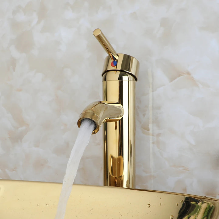 KEMAIDI Bathroom Vessel Sink 16 Inch Gold Ceramic Sink Bowl With Faucet Oval
