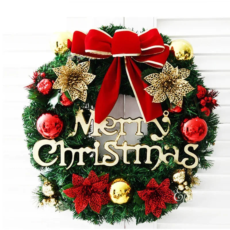 Christmas Wreath for Front Door Red Gold Window Wall Door Decorations 2024 Christmas Garland Ornament Guirnalda Navidad