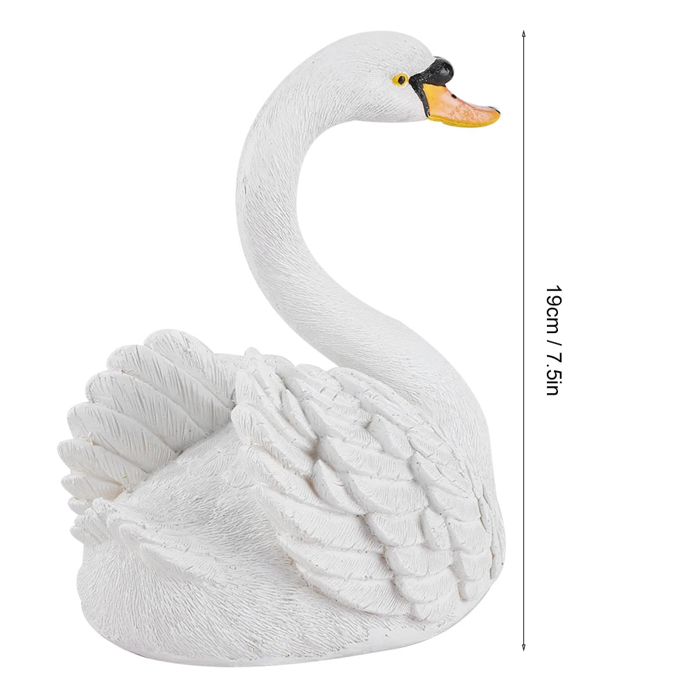 Resin Swan Sculpture Floating White Swan Figurine Ornament For Yard Garden Decor