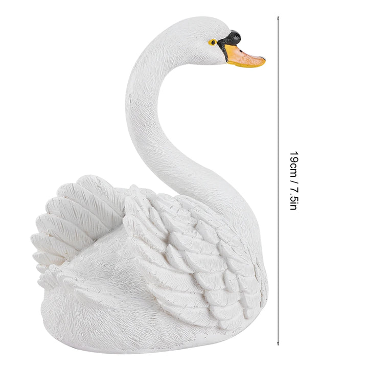 Resin Swan Sculpture Floating White Swan Figurine Ornament For Yard Garden Decor