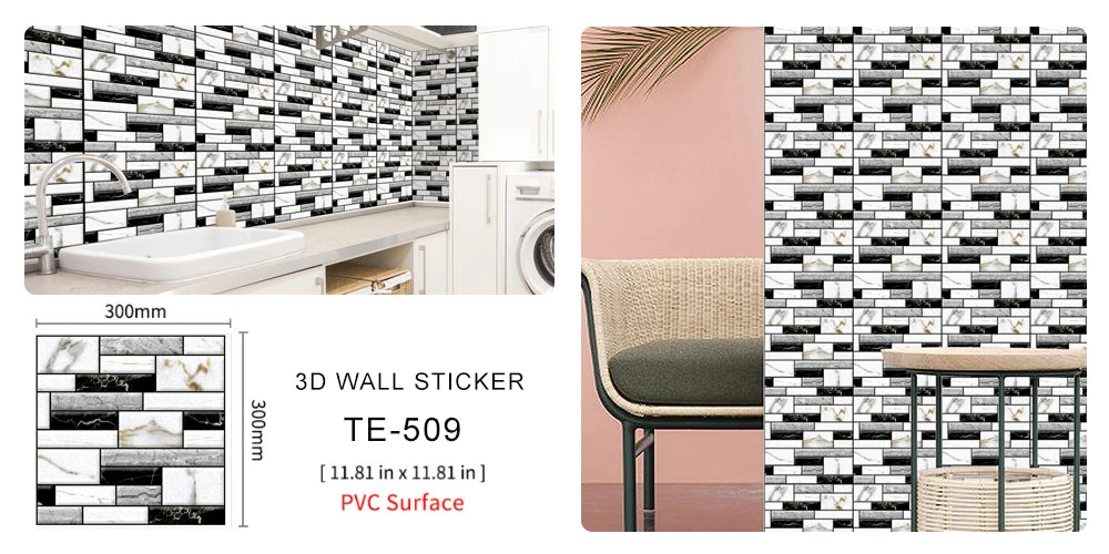 15PCS Wall Sticker Waterproof PVC imitation brick Wallpapers for TV walls living room bedroom kitchen kids rooms painted surface