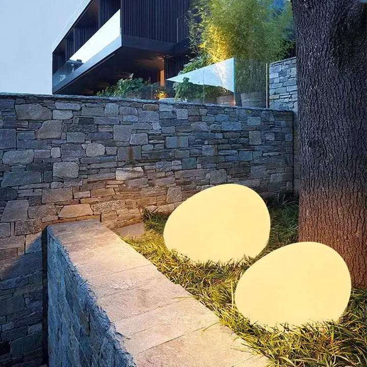 LED Pebble Stone Light Outdoor Camping Lawn Solar Colorful Landscape Light Villa Garden Floor Lamp