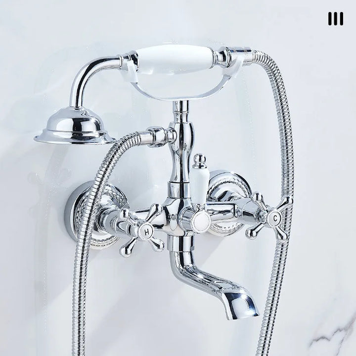 Luxury Gold Bathroom Shower Faucet Brass Bathtub and Shower Faucet Wall-Mounted Bath and shower Faucet Classical Dual Handle