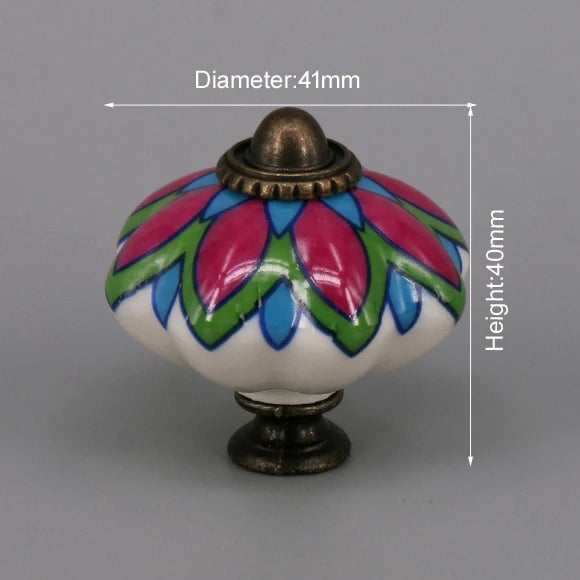 One Piece Vintage Ceramic Door Knobs for Cabinet Drawer, Closet Cupboard Wardrobe  furniture door  Pull Handle