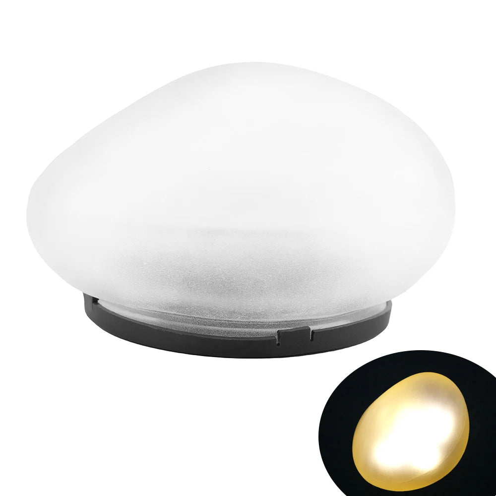 Solar Pebble Faux Stone Lawn Light LED Outdoor Garden Lamp Semi-Flush Mount for Pathways Yard Decor Garden Illumination Lighting