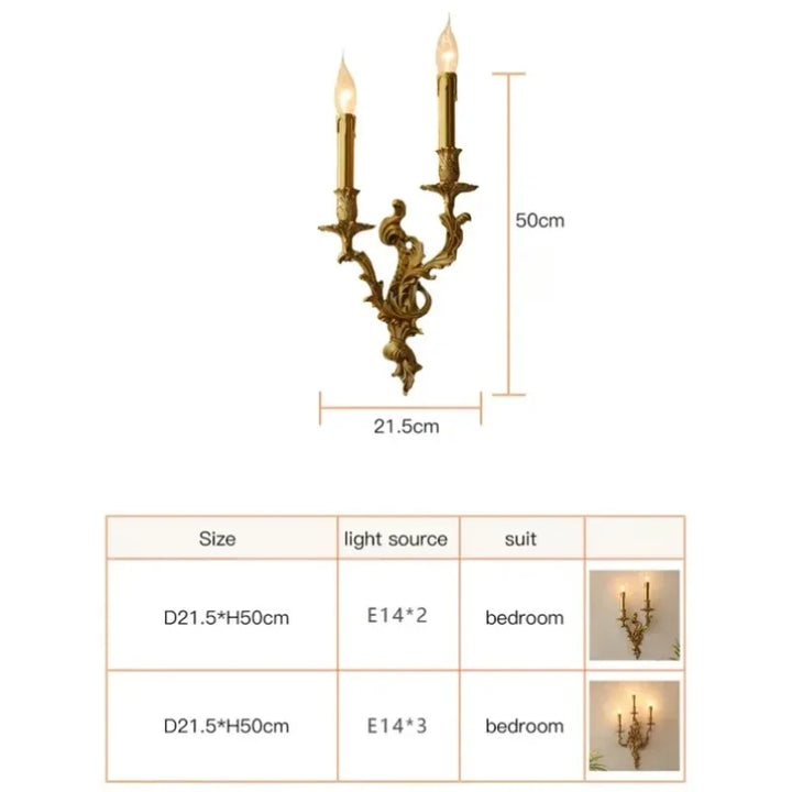 Nordic Copper Wall Lamps Living Dining Room Bedroom Bedsides Lights Corridor Retro Loft Villa Home Decor