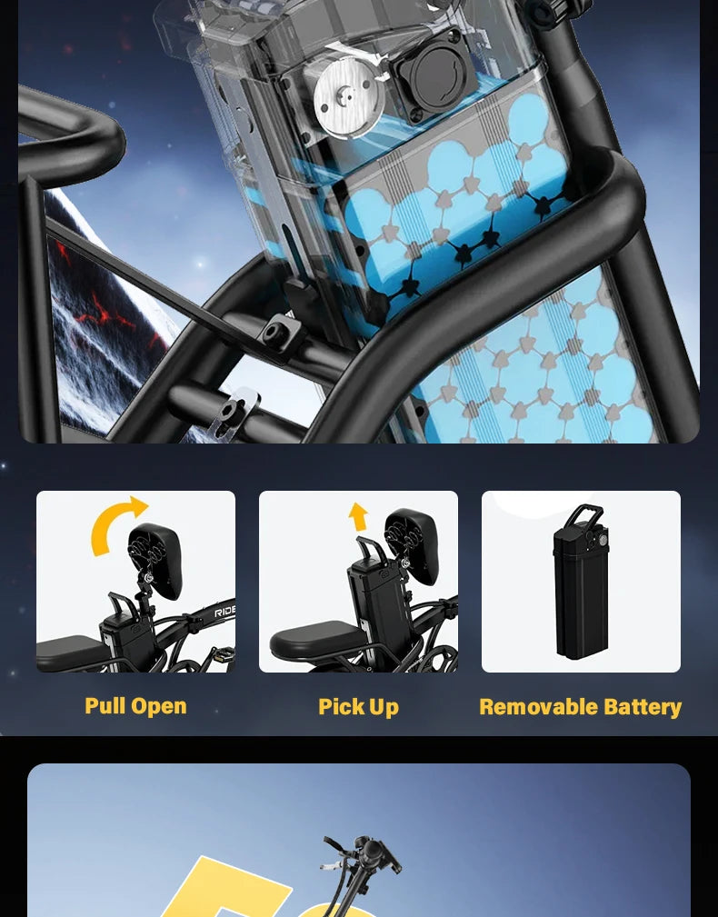 DEEPOWER A14 500W multi-link shock absorption system small electric bicycle, suitable for urban travel and outdoor activities