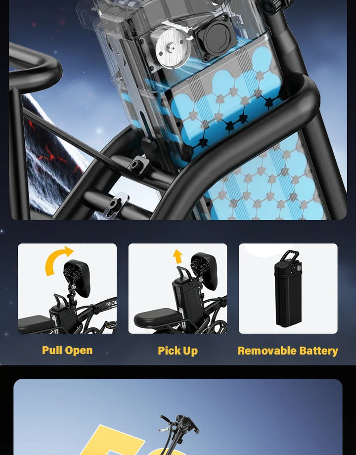 DEEPOWER A14 500W multi-link shock absorption system small electric bicycle, suitable for urban travel and outdoor activities
