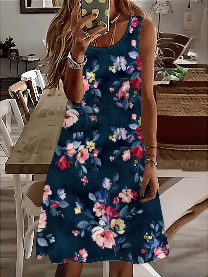 Women's Plus Size Floral Print Sleeveless A Line Dress Summer Vacation Style Dresses Y2k Ladies Clothes Bohemian Beach Dresses