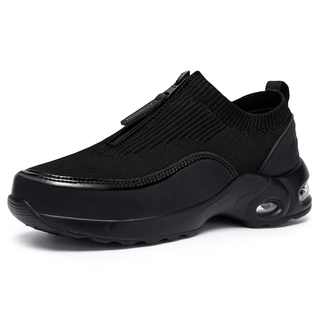 LARNMERN Steel Toe Shoes for Women Air Cushion Lightweight Work Shoes Slip On Safety Sneakers Comfortable