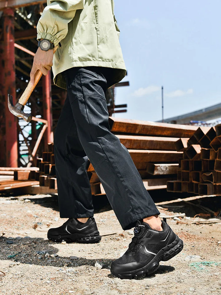 VIPOL Men's outdoor sports shoes, steel-toe shoes, construction site safety shoes, anti-crush and anti-puncture safety shoes