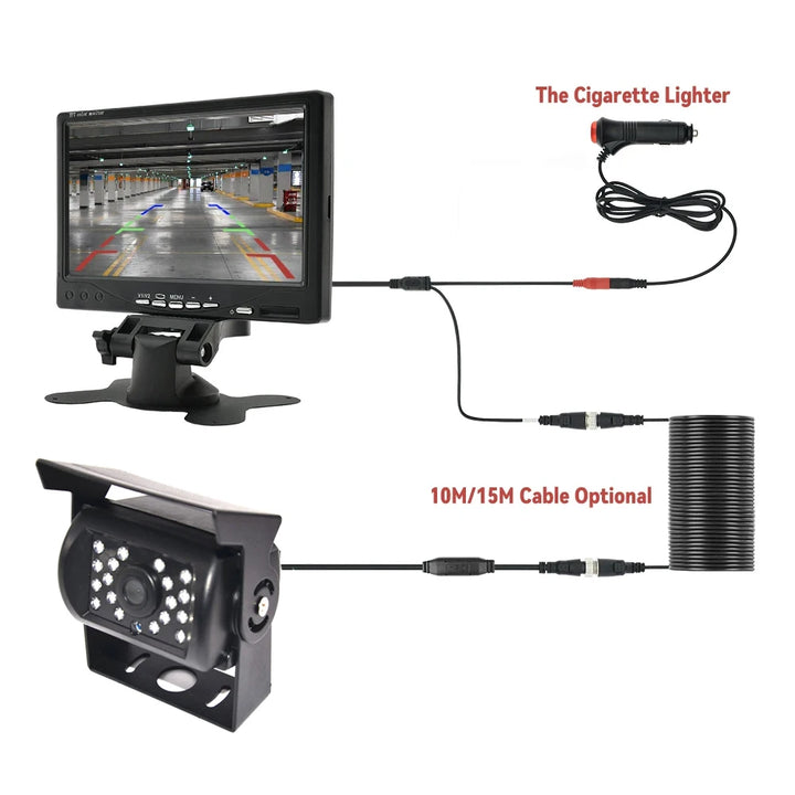 Backup Camera 7" HD TFT LCD Vehicle Rear View Monitor Waterproof Back Up Camera Night Vision for Truck RV