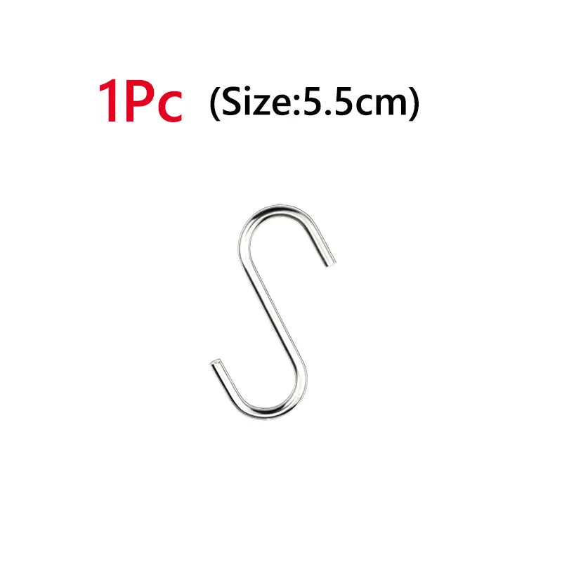5/10Pcs S-Shape Hook Stainless Steel Clothes Bags Towels Plants Hanging Rack Multi-function Kitchen Bedroom Railing Hanger Hook