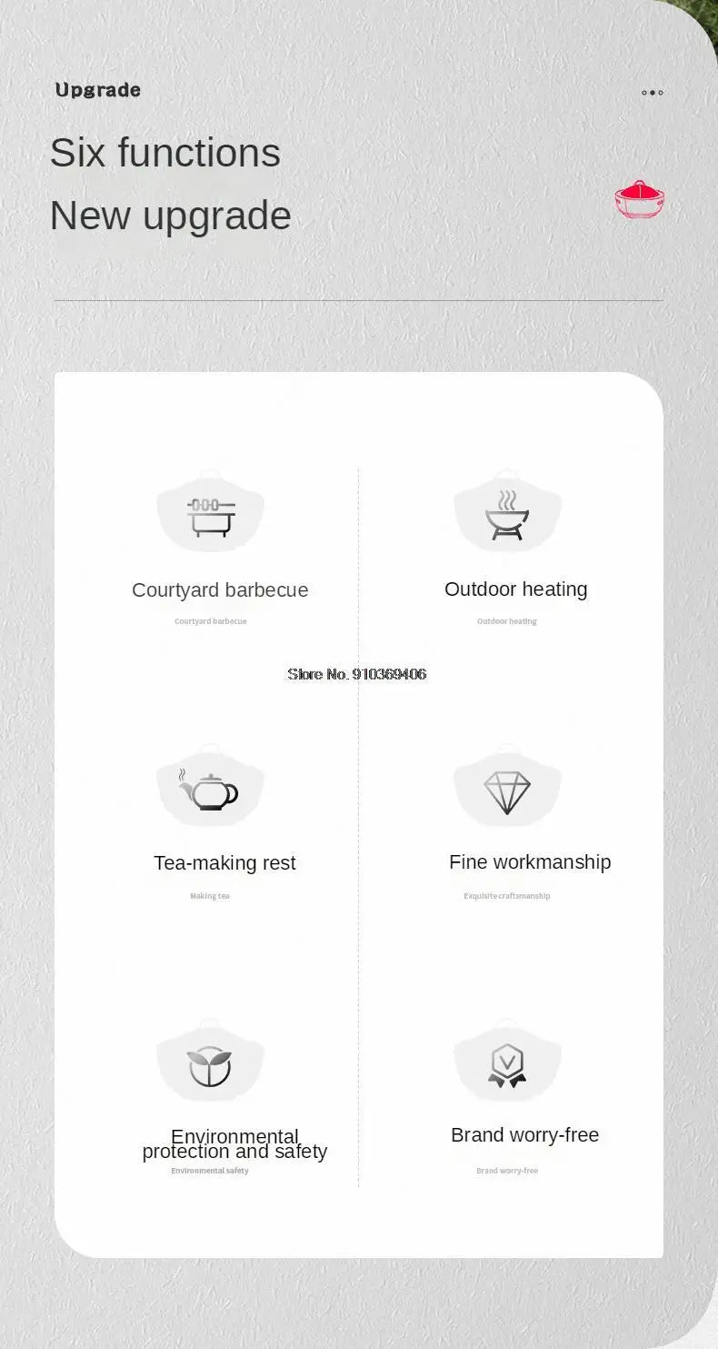 Round Outdoor Fire Pit Table Household Charcoal Brazier Garden Courtyard Barbecue Grill with Mesh Enclosure and Barbecue Net