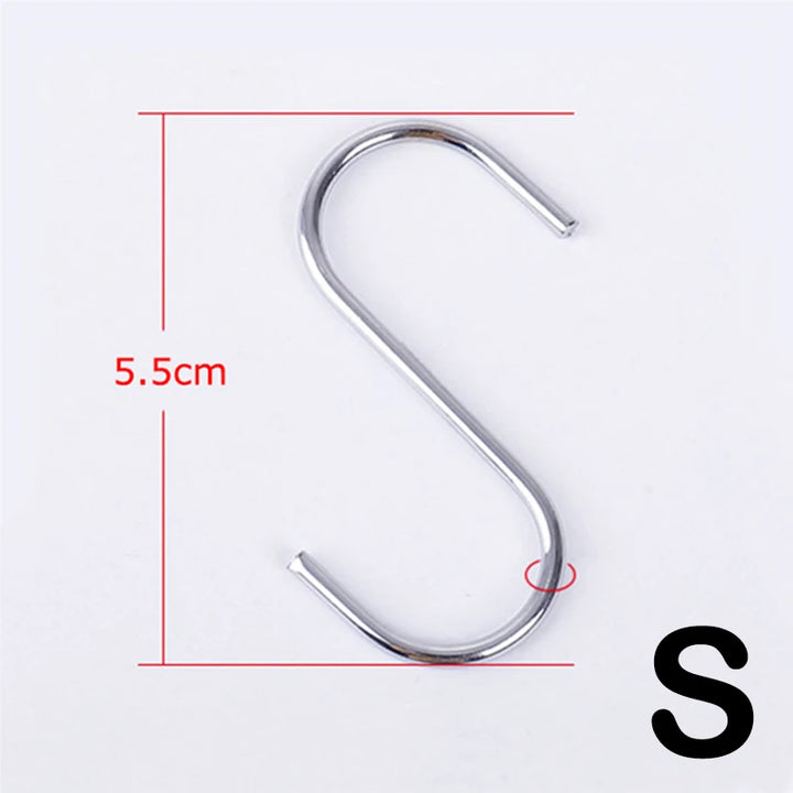 3/10pcs Stainless Steel S-Shape Hook Multi-function Kitchen Bedroom Railing S Hanger Clasp Holder Hooks Hanging Clothes Rack