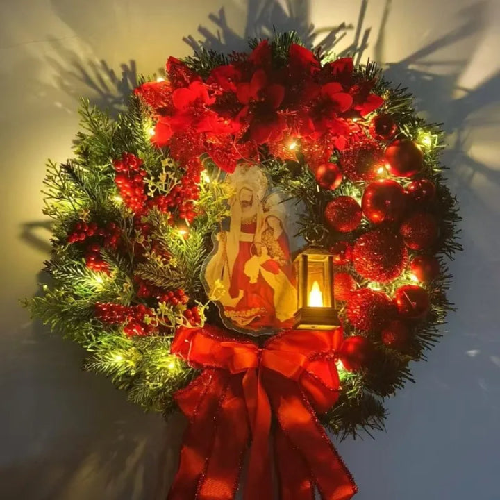 Christmas Wreath for Front Door Red Gold Window Wall Door Decorations 2025 Christmas Garland Ornament