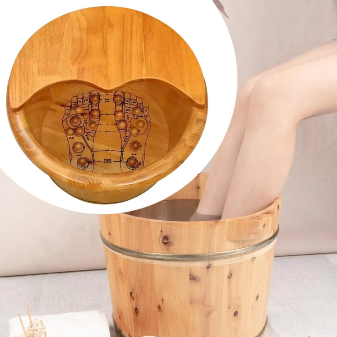 Cedar Foot Bath Tub with Massage Deep Sauna Foot Tub with Lid Footbath Basin Foot