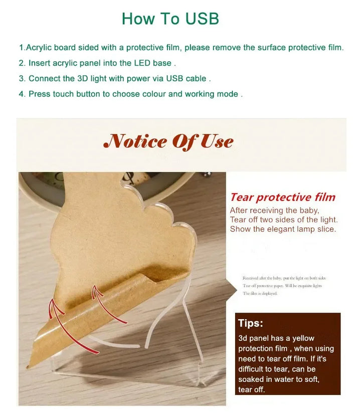 3D Bicycle Night Light 7 Color Illusion LED USB Night Lamp for Bedroom