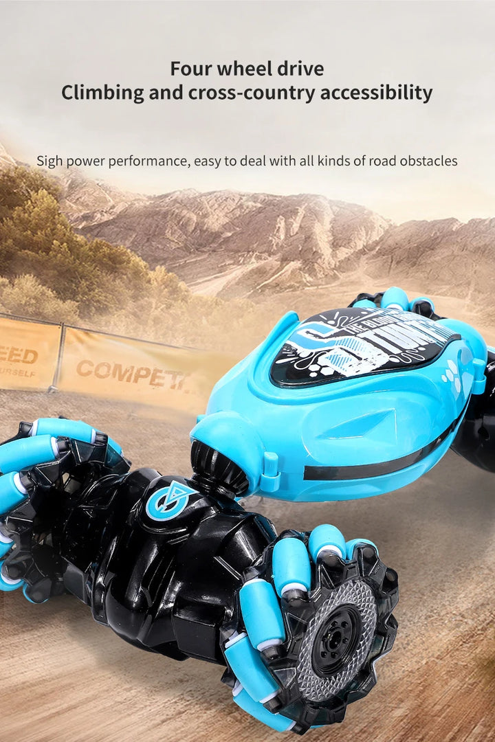 4WD stunt remote control car LED lights watch induction twist music 360° rotation off-road climbing children's toys Holiday gift