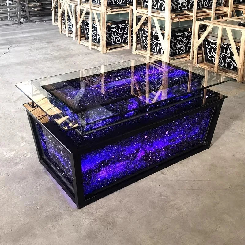 Luminous Tempered Glass Coffee Table Custom Color Size Coffee Table Display Design salon Wohnzimmer Tisch Home Accessories