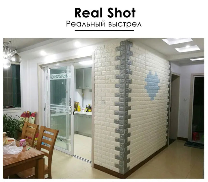 10Pcs Self-Adhesive 3D Wall Sticker DIY Brick Stickers Home Kids Room Kitchen Ceiling Decor No Odor No Pollution Wallpaper 70X77