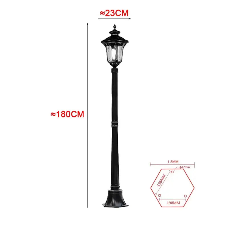 (≈ 1.8M) Outdoor Lawn Lamp European Waterproof Garden Lawn Lamp Outdoor Led  Single Aisle High Pole Street Lamp
