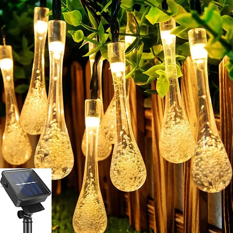 Water droplets Solar String Lights led Waterproof Outdoor Decoration garland