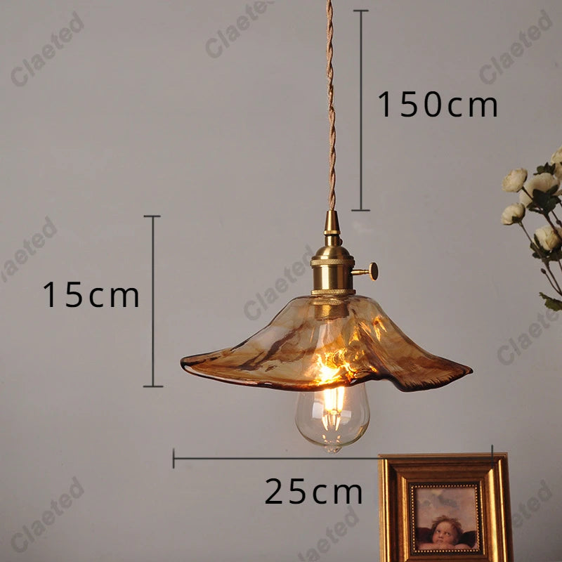 IWHD Modern Copper Glass LED Pendant Lamp Switch Living Room Bedroom Green Amber White Nordic Hanging Lights