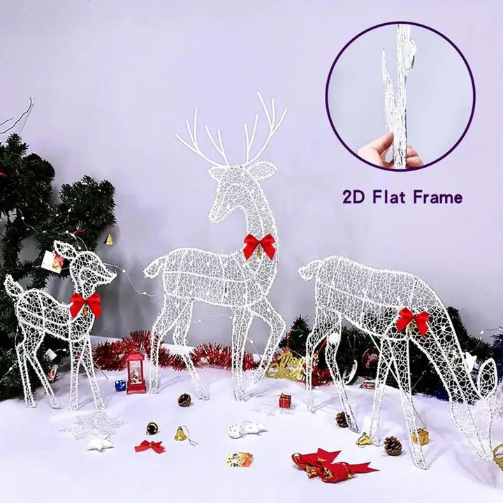 LED Light Iron Art Elk Deer Lighted Christmas Deer Glowing Glitter Reindeer Christmas Garden Decor Xmas Home Outdoor Yard Decor