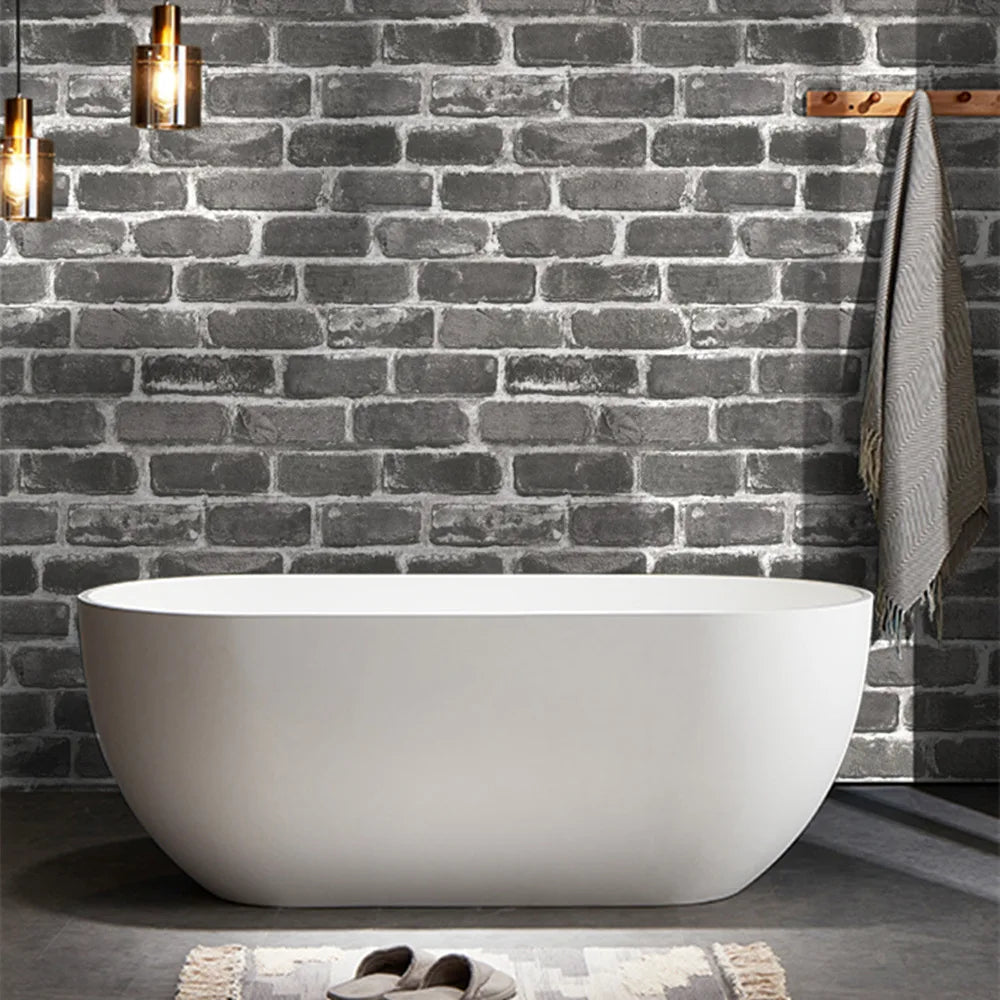 Self sticking PVC retro nostalgic imitation brick texture brown red brick self-adhesive wallpaper for home decoration vinyl film