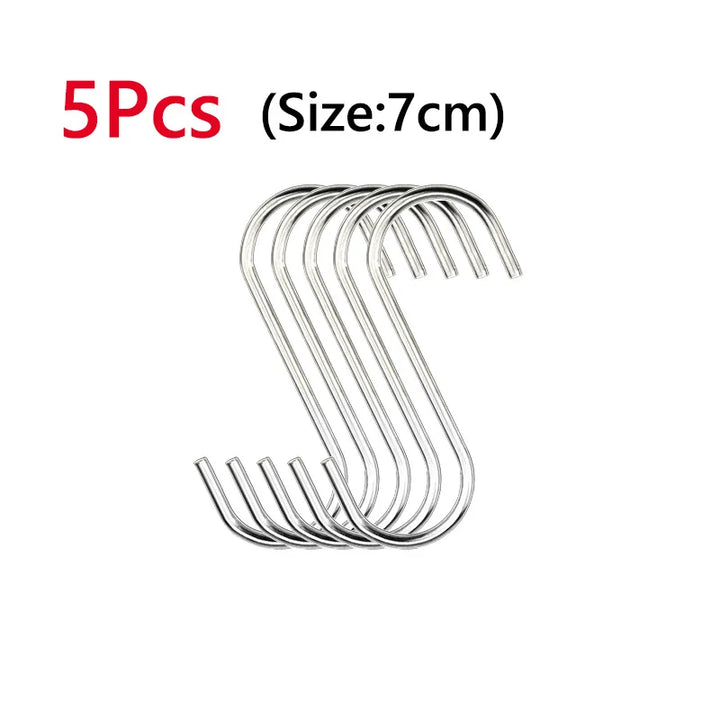 5/10Pcs S-Shape Hook Stainless Steel Clothes Bags Towels Plants Hanging Rack Multi-function Kitchen Bedroom Railing Hanger Hook