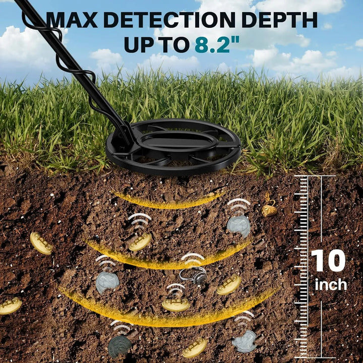 Underground Metal Detector Gold LCD Search Target ID Max Depth Treasure Hunting PinPointer Waterproof Locate Model