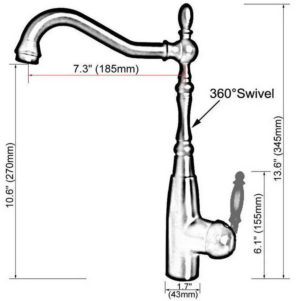 Red Copper Kitchen Faucet Black Brass Faucet 360 Degree Swivel Single Handle Vessel Sink Kitchen Mixer Tap Knf633