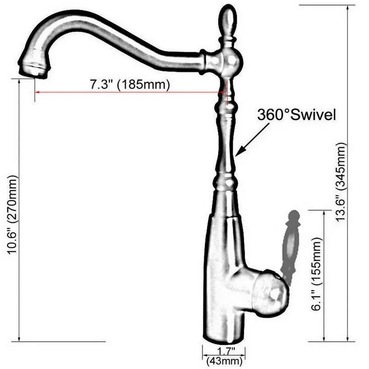 Red Copper Kitchen Faucet Black Brass Faucet 360 Degree Swivel Single Handle Vessel Sink Kitchen Mixer Tap Knf633