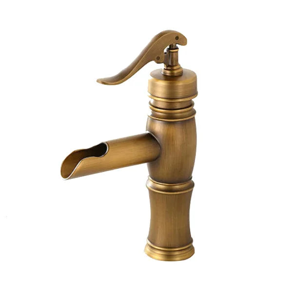 Copper antique brass washbasin hot and cold faucet European retro washbasin waterfall faucet single handle