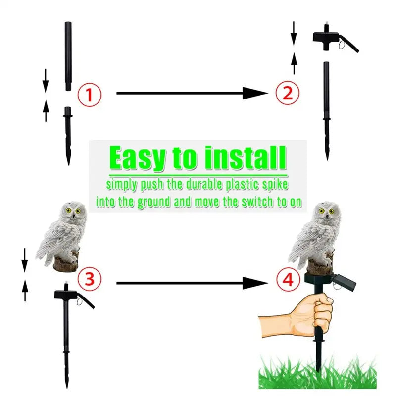 Solar Owl Ground Light LED Outdoor Courtyard Lamp Garden Light Waterproof Stake Light Pathway Decor Solar Patio Ground Lantern